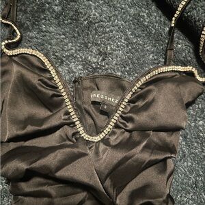 Black Ruched Rhinestone Mini dress, size small